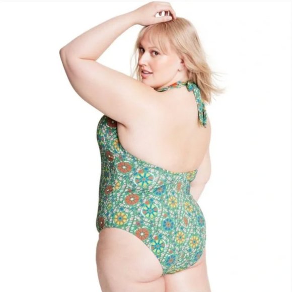 RHODE x Target Zinnia Floral Print Halter High-Leg Cheeky Swimsuit, PLUS 3X NWT - Picture 3 of 9